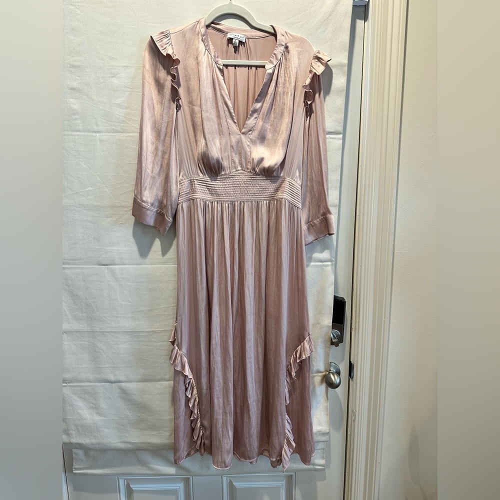 Pink Satin Midi Dress